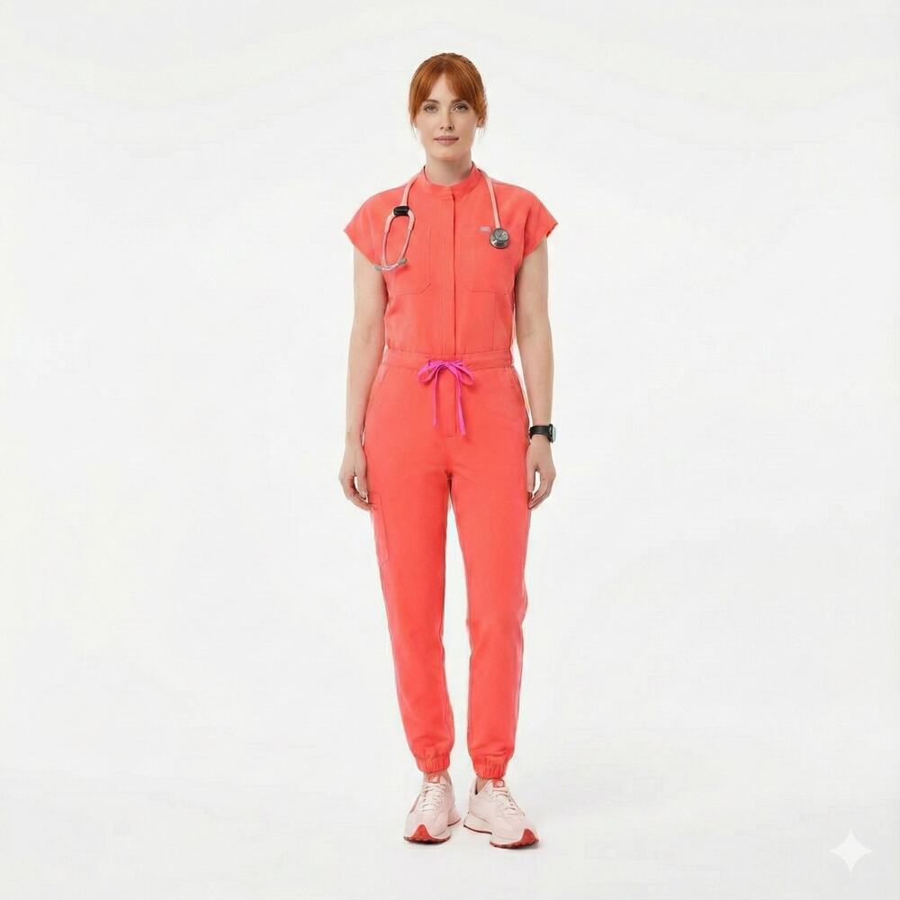 Figs Rafaela Fireside Red Scrub Jumpsuit Style Size XXL Scurbs